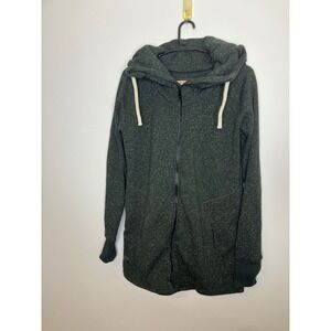 DESO Full Zip Hoodie Women Medium Green Excellent Longline Space Dye Made in USA